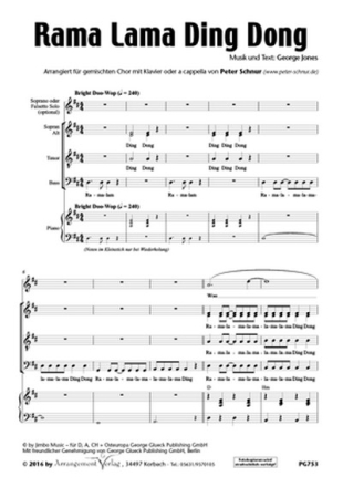 T+George Jones Rama Lama Ding Dong (vierstimmig) fr SATB mit Klavier oder a cappella Singpartitur