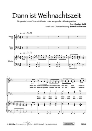 Bernd Stallmann, Florian Bald Dann ist Weihnachtszeit (vierstimmig) fr SATB und Klavier oder a cappella Singpartitur