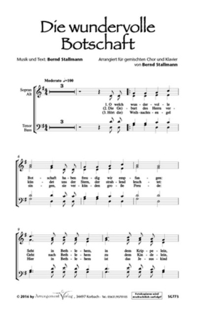 T+Bernd Stallmann Die wundervolle Botschaft (vierstimmig) fr SATB und Klavier Singpartitur