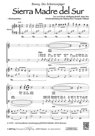 T+W. Roloff, H. Hee Sierra Madre del Sur (vierstimmig) fr SATB und Klavier oder a cappella Singpartitur