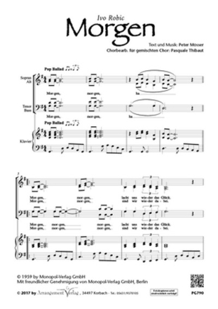 Musik und  Morgen (vierstimmig) fr SATB und Klavier oder a cappella Singpartitur