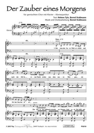 Bernd Stallmann, Helene Tyls Der Zauber eines Morgens (vierstimmig) fr SATB und Klavier Singpartitur