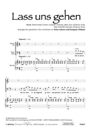 Grtsch, Hnecke, Sinn, Strate Lass uns gehen (vierstimmig) fr SATB und Klavier Singpartitur