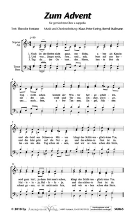 Zum Advent (vierstimmig) fr SATB a cappella Singpartitur