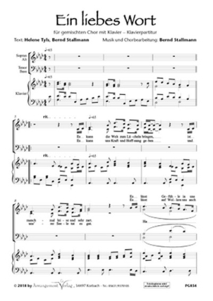 Ein liebes Wort (vierstimmig) fr SATB und Klavier oder a cappella Singpartitur