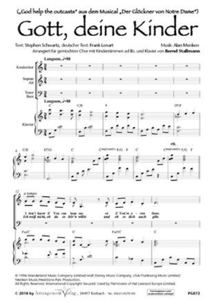 Alan Menken, engl.  Gott, deine Kinder / God help the outcasts (vier fr SATB und Kinderstimmen und Klavier Singpartitur