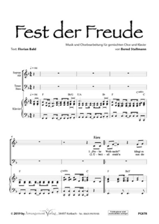 Fest der Freude fr SAA und Klavier Singpartitur