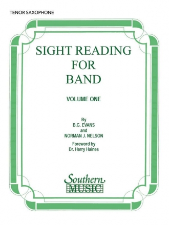 Billy Evans Sight Reading For Band, Bk. 1 (Srb1) Tenor Saxophone Stimme