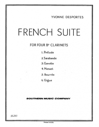 Yvonne Desportes French Suite Klarinettenquartett Partitur