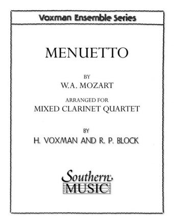 Wolfgang Amadeus Mozart Menuetto Mixed Clarinet Quartet Partitur