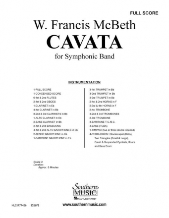 W. Francis McBeth Cavata Concert Band Partitur