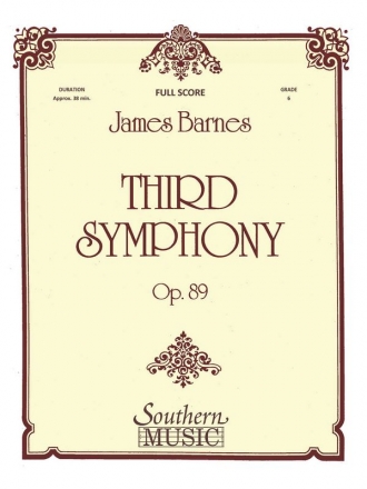 James Barnes Third Symphony Op 89 Concert Band Partitur