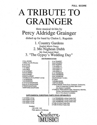 Percy Aldridge Grainger Tribute To Grainger, A Concert Band Partitur