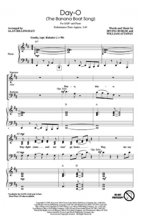 Irving Burgie_William Attaway Day-O SATB Chorpartitur