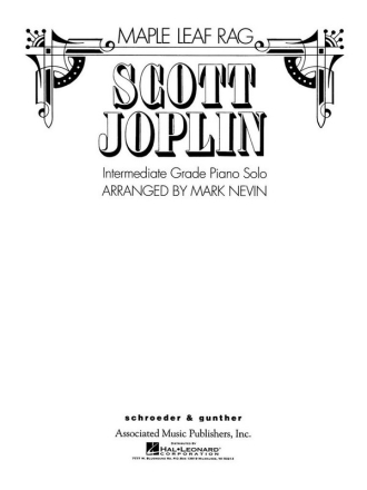 Scott Joplin, Maple Leaf Rag Klavier Buch