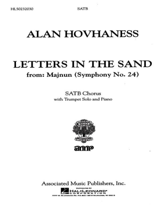 A Hovhaness, Letters In The Sand SATB Chorpartitur