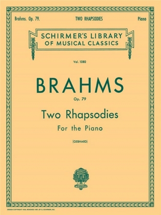 Johannes Brahms, Two Rhapsodies Op.79 Klavier Buch