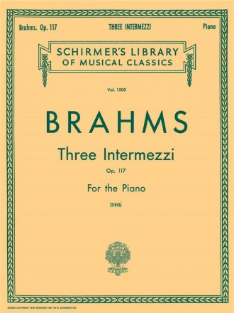 Johannes Brahms, Three Intermezzi For Piano Op.117 Klavier Buch