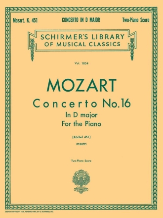 Wolfgang Amadeus Mozart, Piano Concerto No.16 In D K.451 Piano, 4 Hands Buch