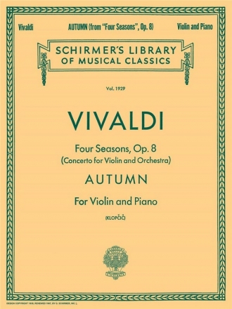 Antonio Vivaldi, Autumn From 'Four Seasons' Op.8 Violine und Klavier Buch