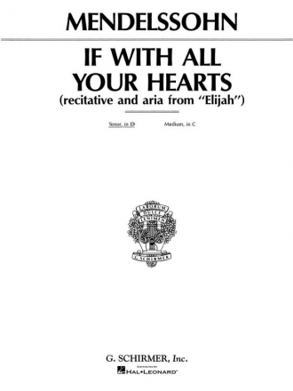 Felix Mendelssohn Bartholdy, If With All Your Hearts High Voice and Piano Buch