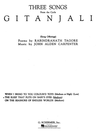 John Alden Carpenter, Sleep That Flits on Baby's Eyes (from Gitanjali) Vocal and Piano Buch