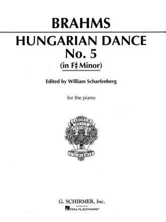 Johannes Brahms, Hungarian Dance No.5 In F Sharp Minor Klavier Buch