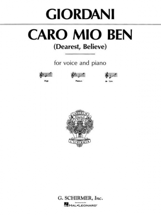 Giuseppe Giordani, Caro mio ben Low Voice and Piano Buch