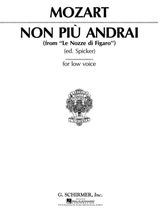 Wolfgang Amadeus Mozart, Non Piu Andrai Vocal and Piano Buch