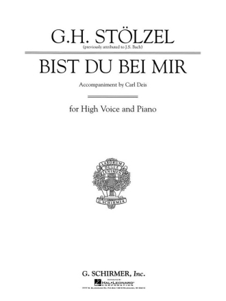 Johann Sebastian Bach, Bist Du Bei Mir High Voice and Piano Buch