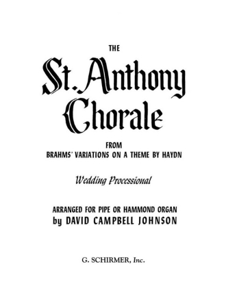 Johannes Brahms, St. Anthony Chorale Orgel Buch