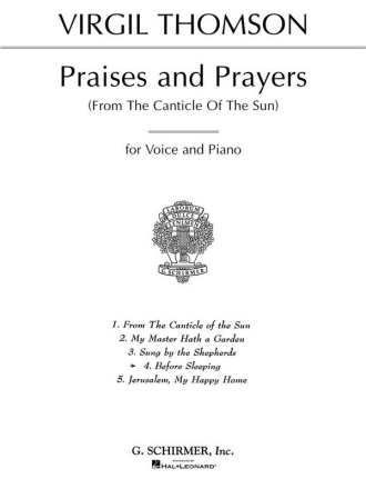 Virgil Thomson, Before Sleeping Vocal and Piano Buch