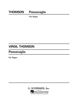 Virgil Thomson, Passacaglia For Organ Orgel Buch