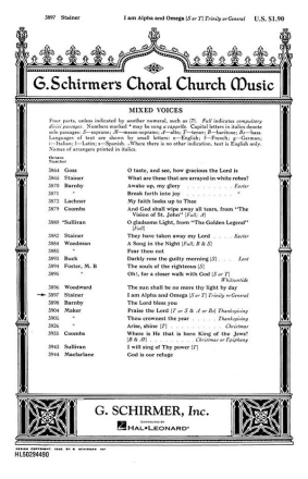 John Stainer, I Am Alpha and Omega SATB and Organ Chorpartitur