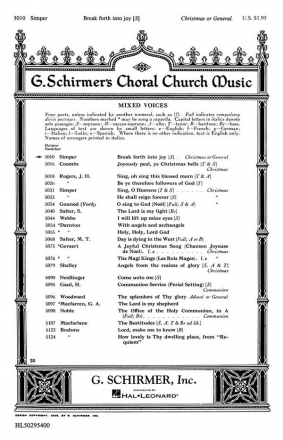 C Simper, Break forth into joy Solo S + SATB + organ Chorpartitur