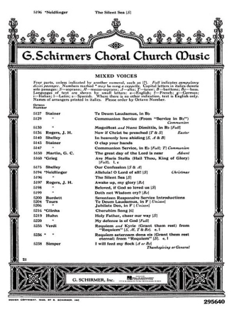 William Henry Neidlinger, The Silent Sea SATB Chorpartitur