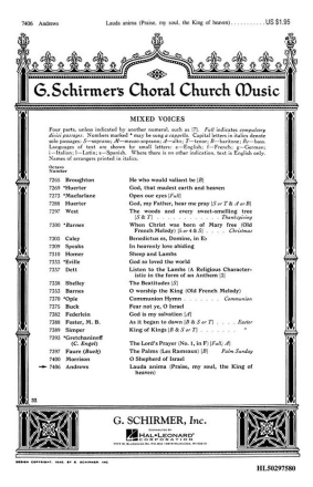 M Andrews, Lauda Anima (Praise My Soul the King of Heaven) SATB and Organ Chorpartitur