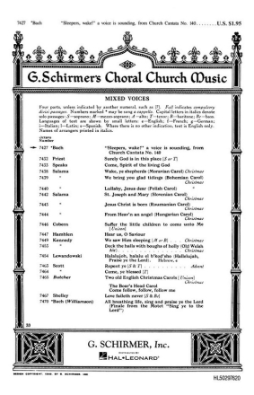 Johann Sebastian Bach, Sleepers Wake! SATB Chorpartitur