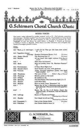 Johannes Brahms, Wherefore Hath The Light Beengranted SATB a Cappella Chorpartitur