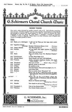 Johannes Brahms, O Saviour, Throw The Heavens Wide SATB a Cappella Chorpartitur