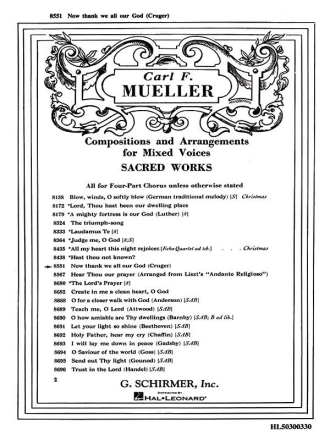 Carl F. Mueller, Now Thank We All Our God SATB with Organ or Piano Chorpartitur