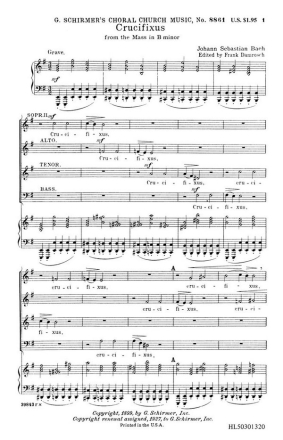 Johann Sebastian Bach, Crucifixus SATB Chorpartitur