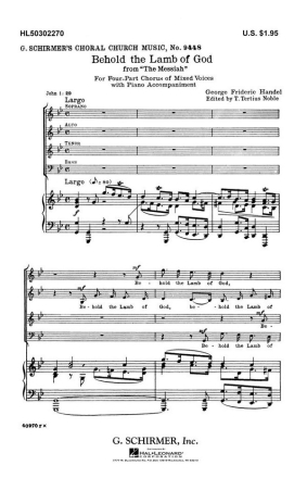 Georg Friedrich Hndel, Behold The Lamb Of God From The Messiah SATB Chorpartitur