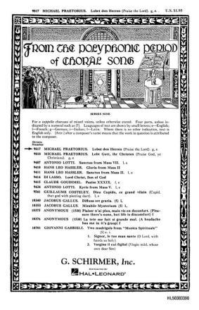 Michael Praetorius, Lobet Den Herren Praise The Lord SATB a Cappella Chorpartitur