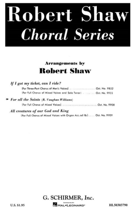 Ralph Vaughan Williams, For All The Saints SATB a Cappella Chorpartitur