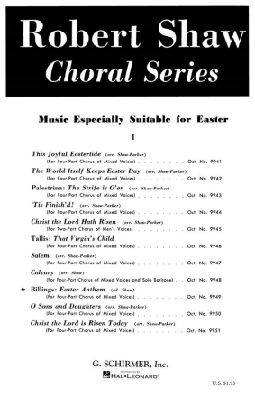 William Billings, Easter Anthem SATB a Cappella Chorpartitur