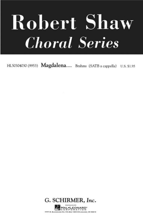 Johannes Brahms, Magdalena 0p.22 No.6 SATB a Cappella Chorpartitur