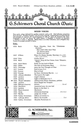 Wolfgang Amadeus Mozart, Alleluia SATB and Piano Chorpartitur