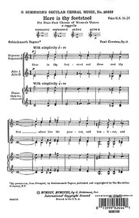 Paul Creston, Here Is Thy Footstool SSAA a Cappella Chorpartitur