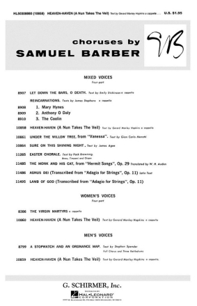 Samuel Barber, Heaven-Haven SATB a Cappella Chorpartitur